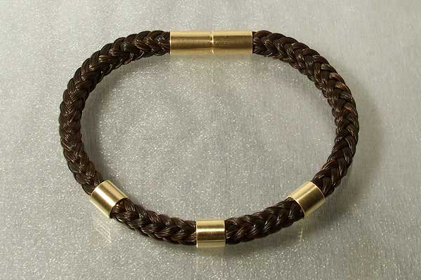 Pferdehaar-Armband mit drei Goldspangen